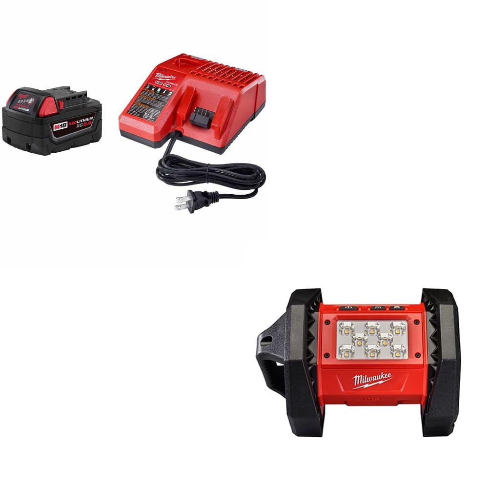 Milwaukee 48-59-1850 M18 XC5.0 Starter Kit w/ FREE 2361-20 M18 LED Flood  Light