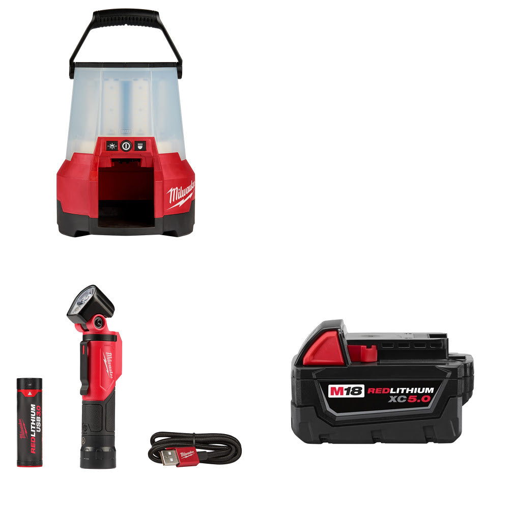 Milwaukee 2145-20 M18 LED Site Light  W/ FREE 2113-21 Flashlight & Battery Pack