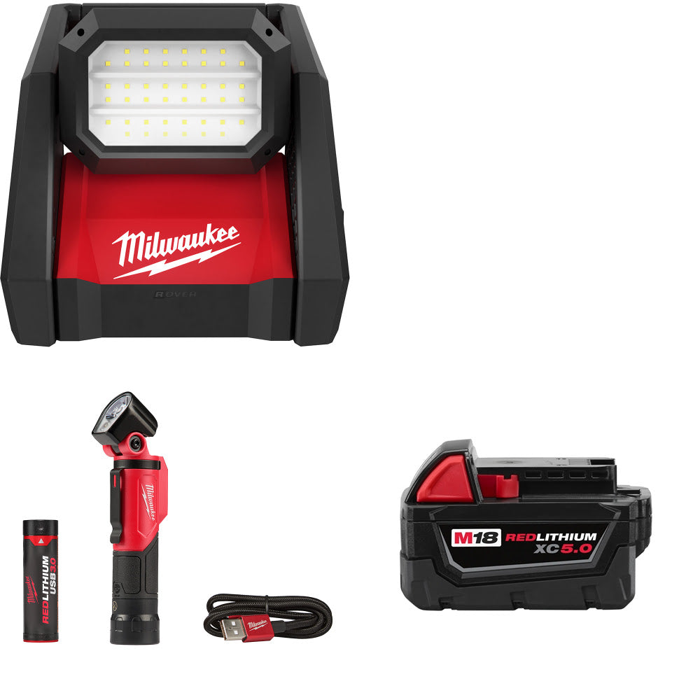 Milwaukee 2366-20 M18 ROVER Flood Light W/ FREE 2113-21 Flashlight & Battery Pk