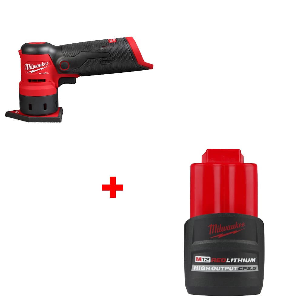 Milwaukee 2531-20 M12 FUEL Orbital Sander w/ FREE 48-11-2425 M12 Battery Pack