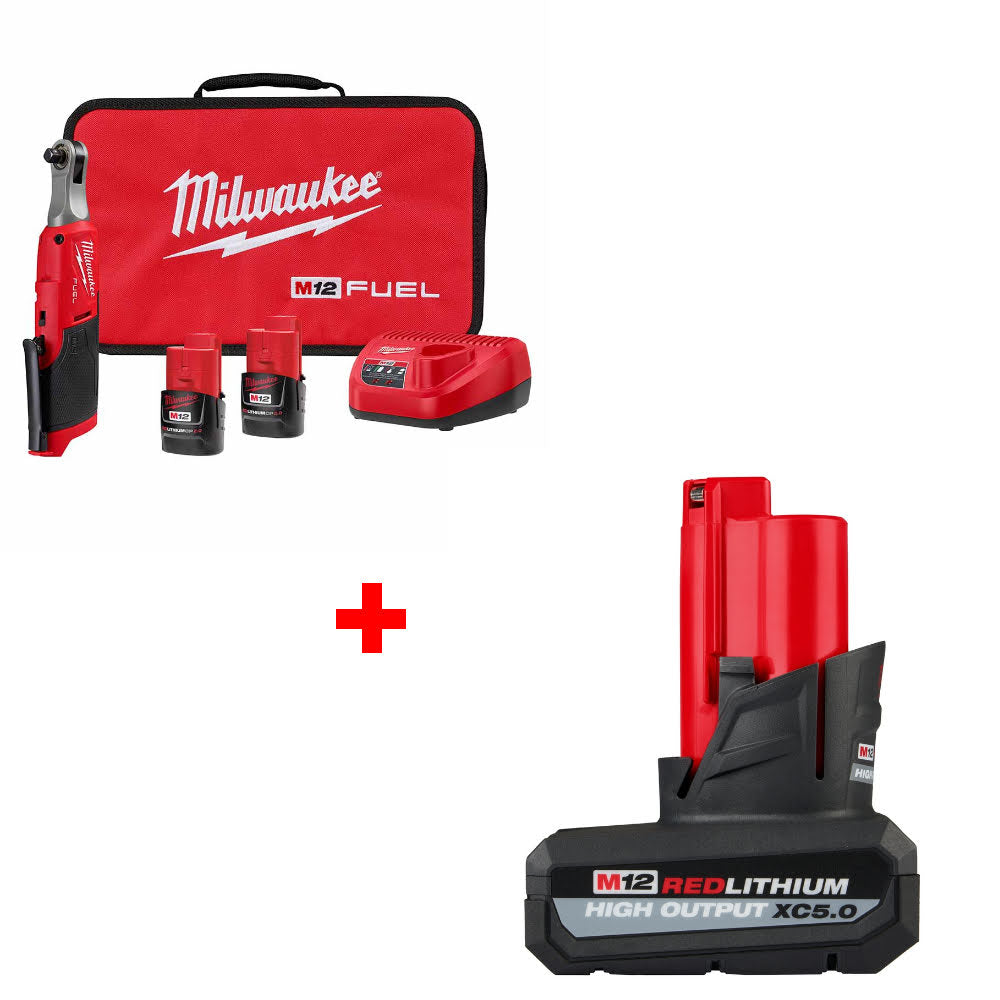 Milwaukee 2567-22 M12 FUEL™ 3/8" Ratchet Kit W/ FREE 48-11-2450 M12 Battery Pack