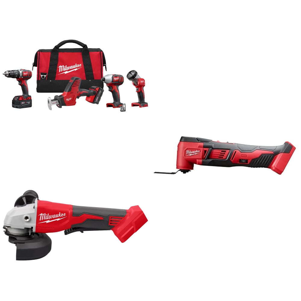 Milwaukee 2695-24 M18 4-Tool Combo Kit w/ FREE 2686-20 M18 Grinder & Multi-Tool