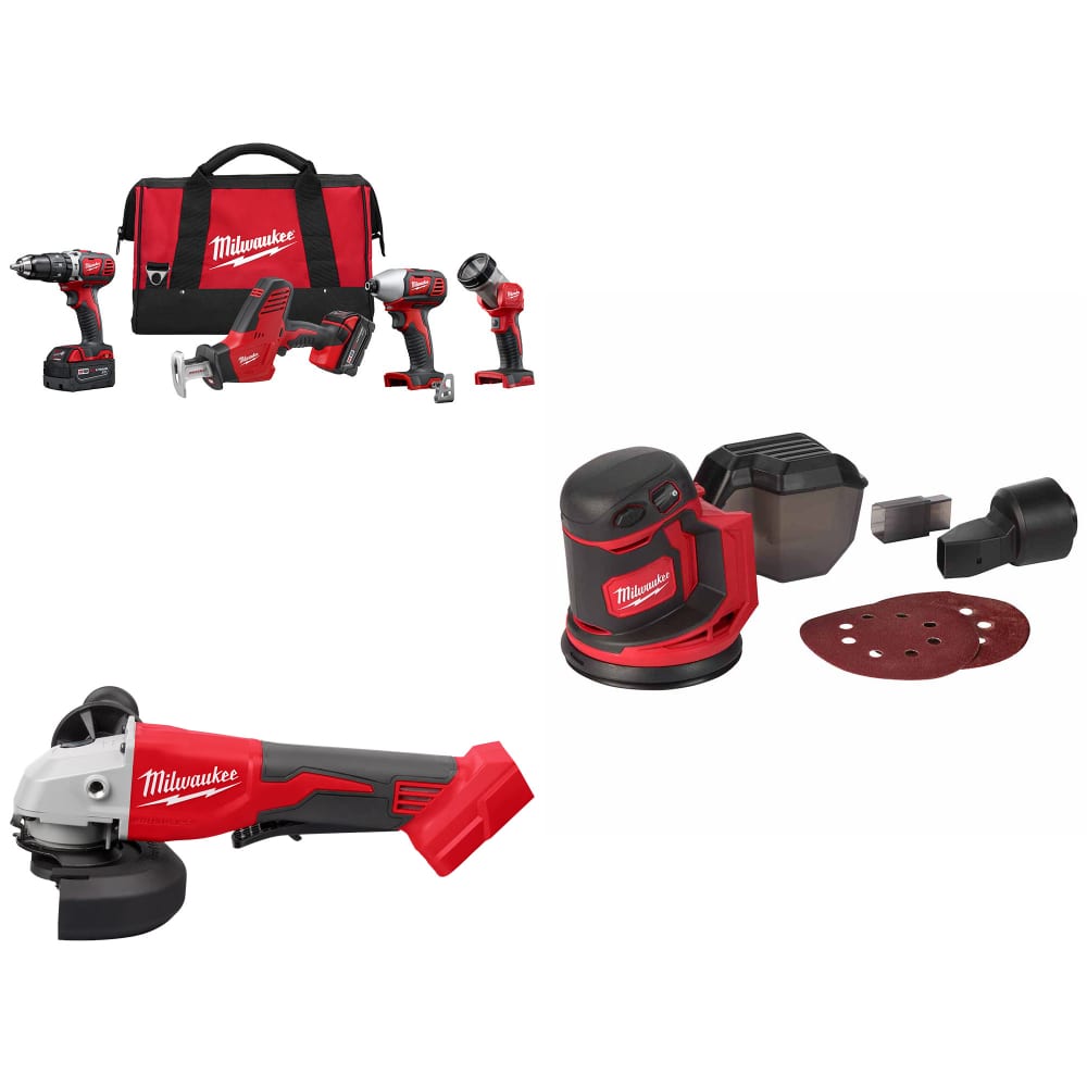 Milwaukee 2695-24 M18 4-Tool Combo Kit w/ FREE 2686-20 M18 Grinder & Sander