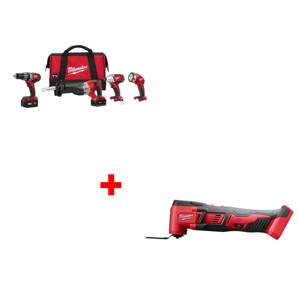 Milwaukee 2696-24 M18 4pc Combo Kit w/ FREE 2626-20 M18 Multi-Tool Bare 2pk