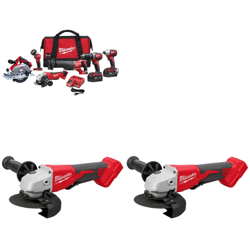 Milwaukee 2696-26 M18 6-Tool Combo Kit w/ FREE 2686-20 M18 Cut-Off Grinder, 2Pk