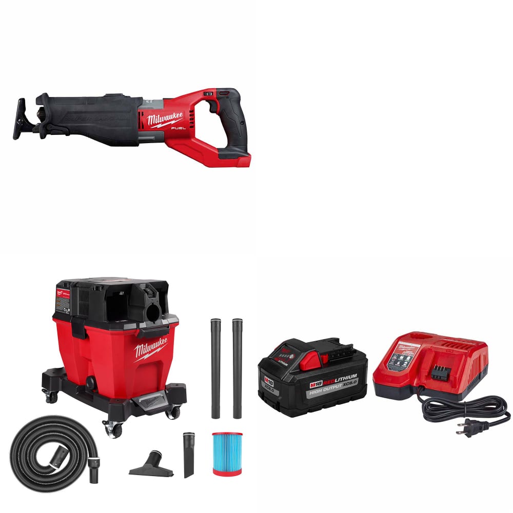 Milwaukee 2722-20 M18 FUEL SAWZALL W/ 0920-20 M18 Vacuum & FREE Starter Kit