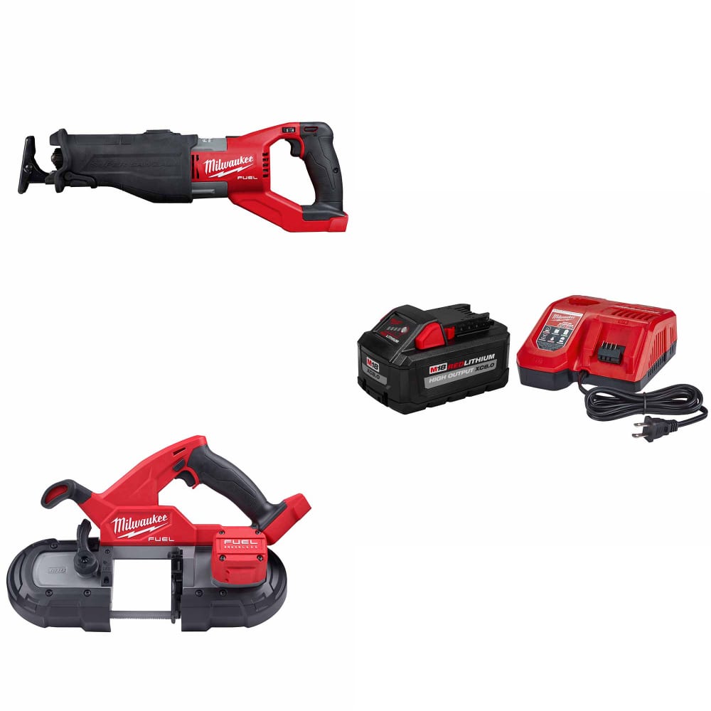 Milwaukee 2722-20 M18 FUEL SAWZALL w/ FREE 2829-20 M18 Band Saw & Starter Kit