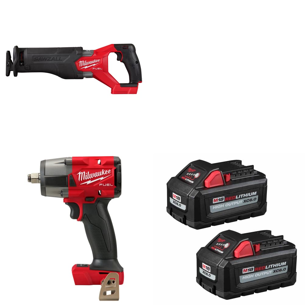 Milwaukee  2821-20 M18 Recip Saw W/ 2962-20 M18 Impact Wrench & FREE Battery-2Pk