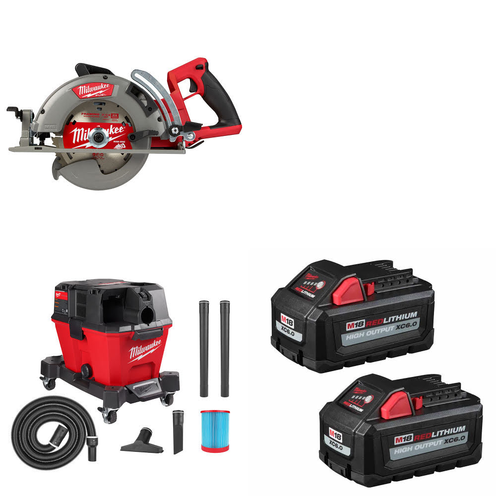 Milwaukee 2830-20 M18 FUEL Circ Saw W/ 0910-20 M18 Vacuum & FREE Battery-2Pk