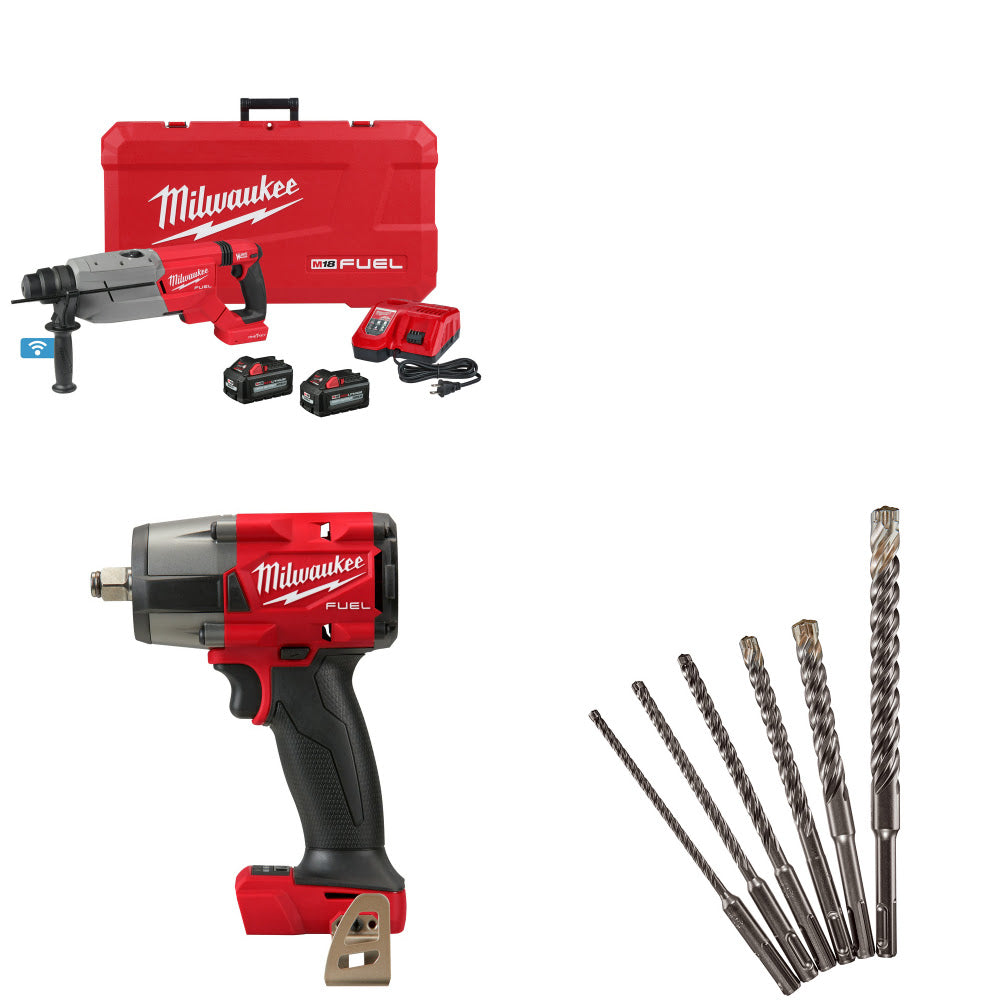 Milwaukee 2916-22 M18 FUEL Rotary Hammer Kit W/ FREE Impact Wrench & 6Pk MX4 Kit