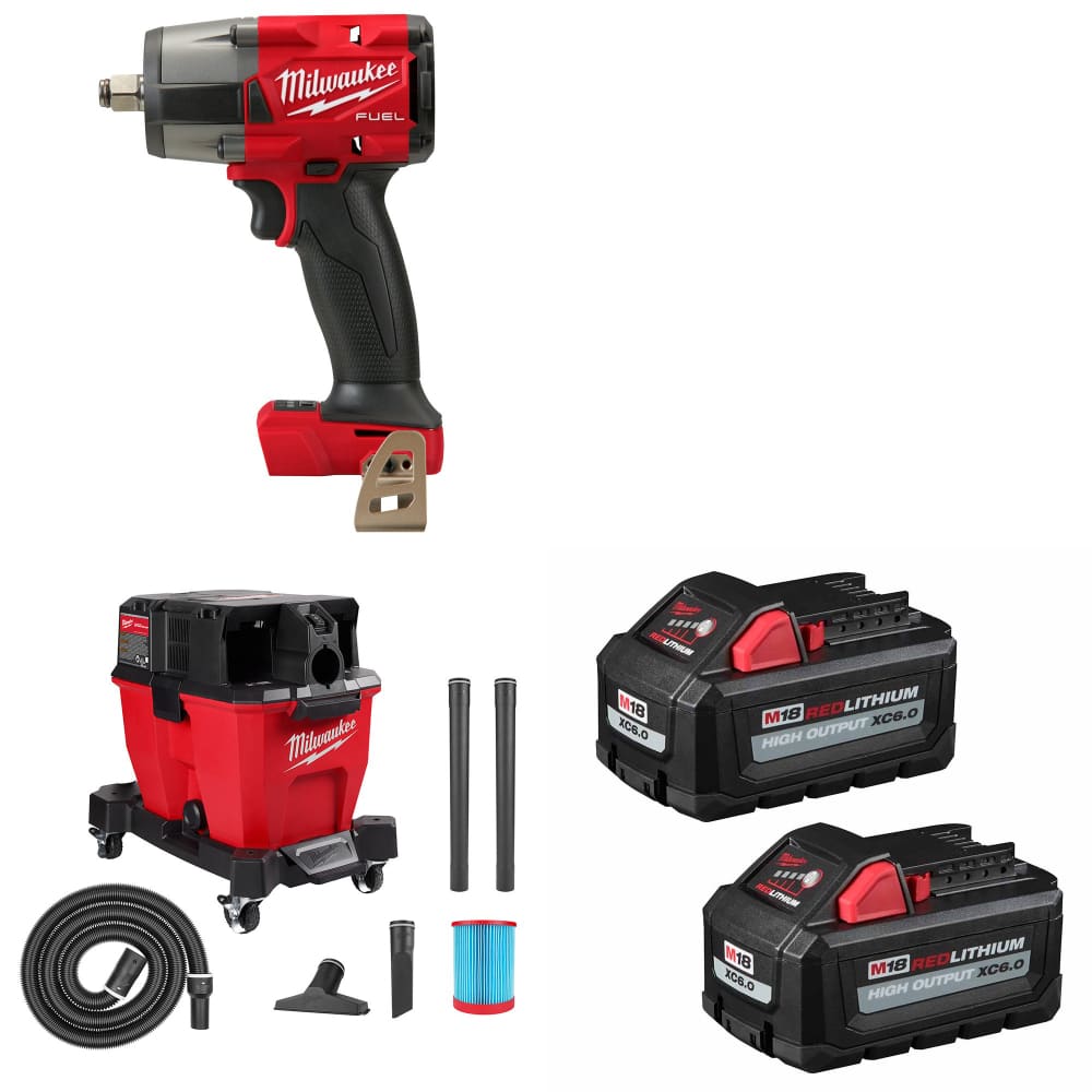 Milwaukee 2962-20 M18 FUEL Impact Wrench W/ 0920-20 Vacuum & FREE Battery-2Pk