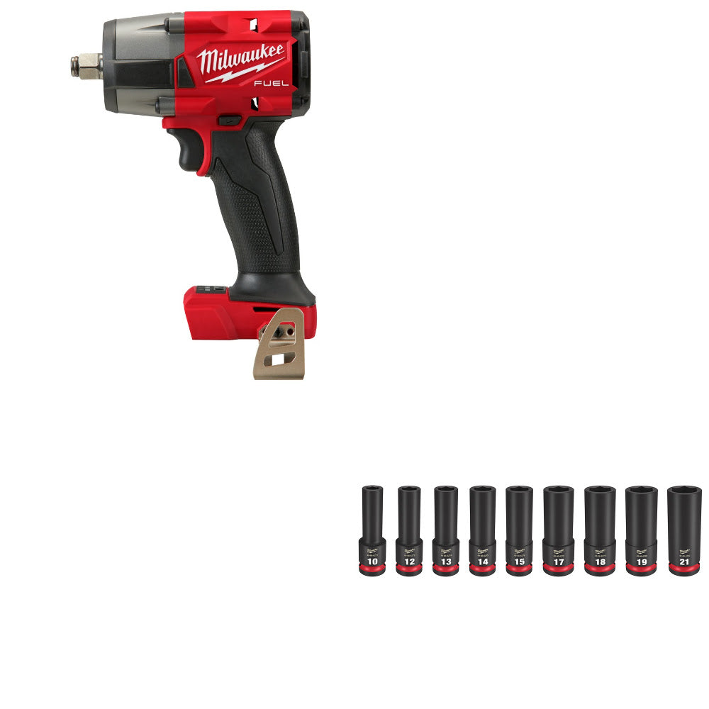 Milwaukee 2962-20 M18 FUEL 1/2" Impact Wrench W/ FREE 49-66-7032 9PC Socket Set