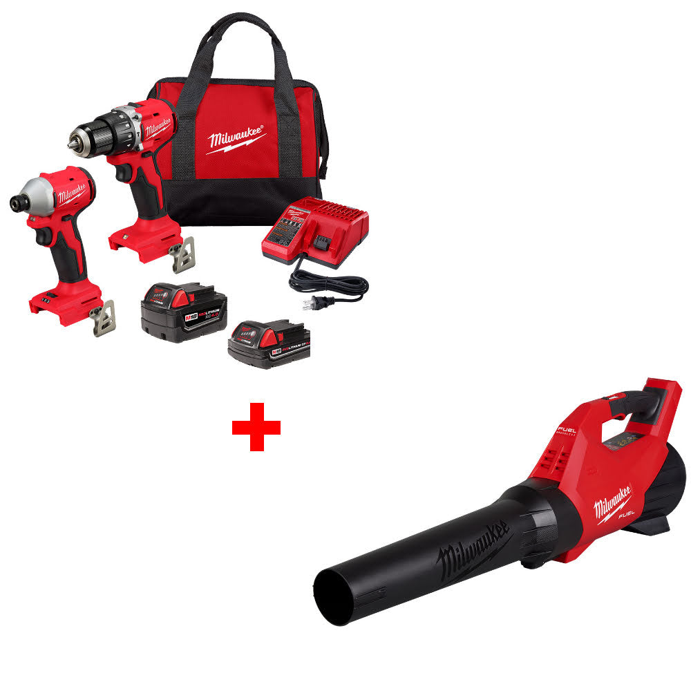 Milwaukee 3693-22CX M18 2-Tool Combo Kit W/ FREE 3017-20 M18 FUEL Blower, Bare