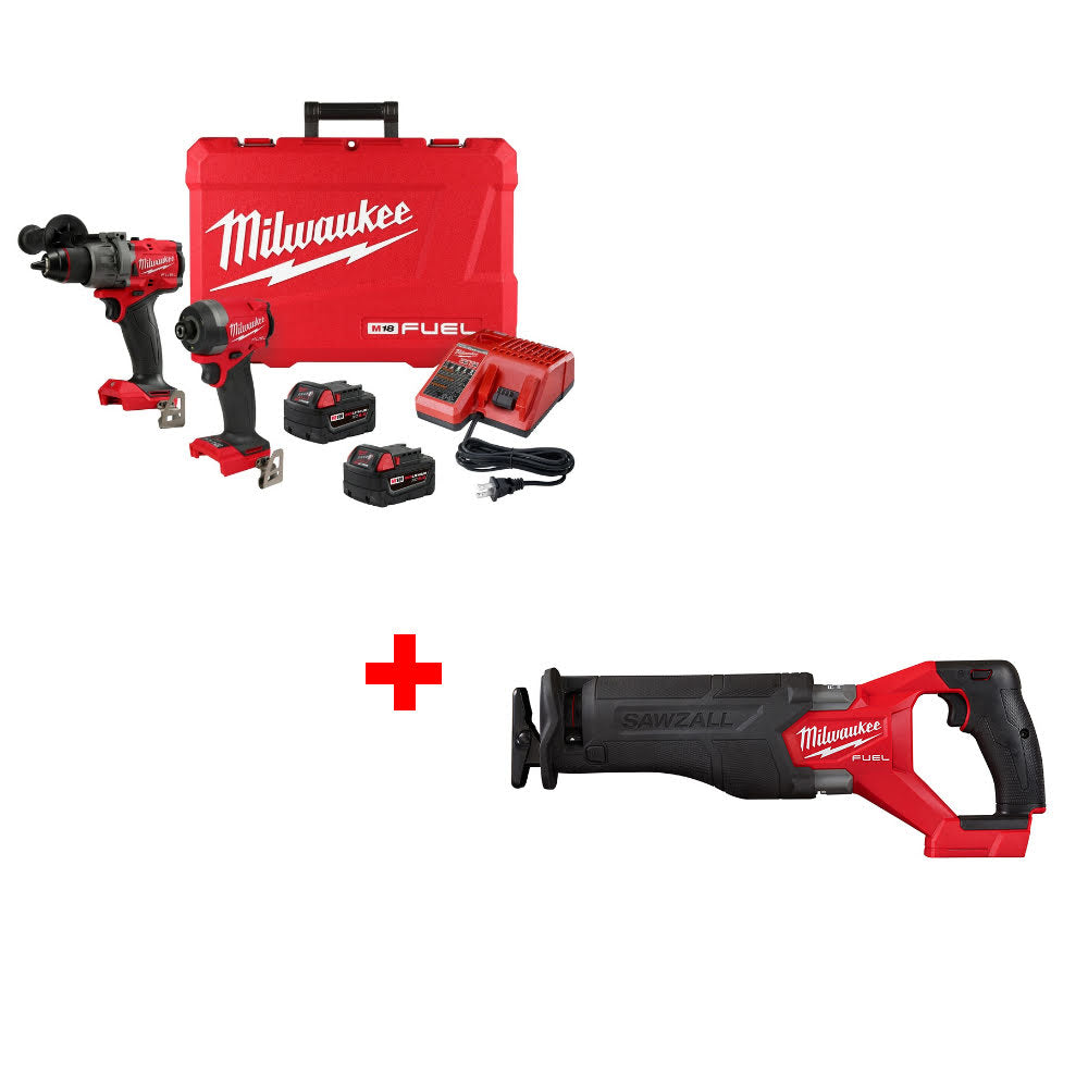 Milwaukee 3697-22 M18 FUEL 2-Tool Combo Kit W/ FREE 2821-20 M18 FUEL Recip Saw