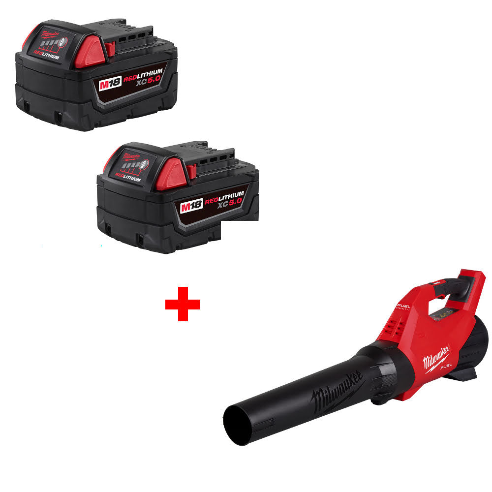 Milwaukee 48-11-1852 M18 XC5.0 Battery-2 Pack W/ FREE 3017-20 M18 FUEL Blower