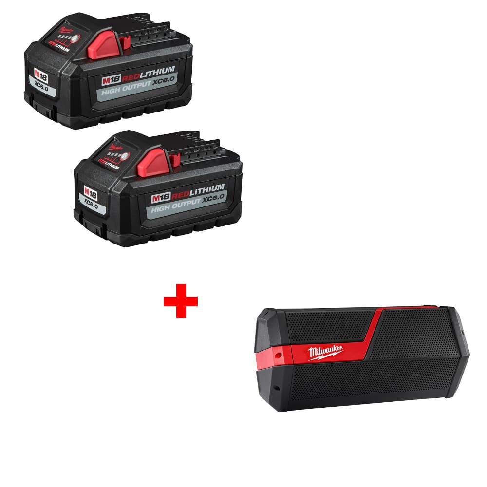 Milwaukee 48-11-1862 M18 XC6.0 Battery 2Pk w/ FREE 2891-20 Jobsite Speaker