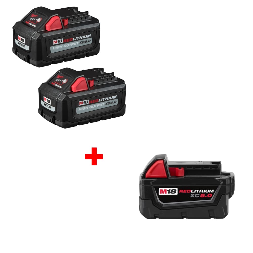 Milwaukee 48-11-1862 M18 XC6.0 Battery 2Pk w/ FREE 48-11-1850 M18 XC5.0 Battery