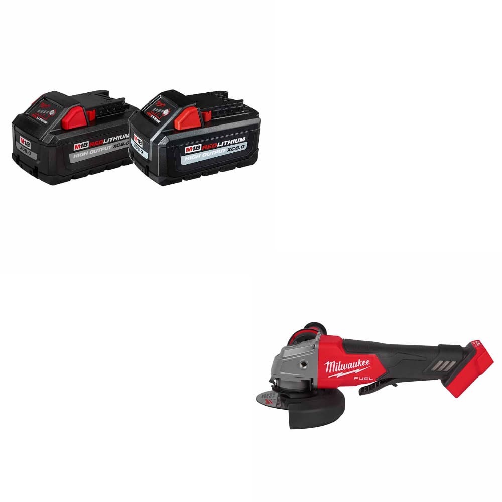 Milwaukee 48-11-1868 M18 18V Battery, 2-Pack W/ FREE 2880-20 M18 FUEL Grinder