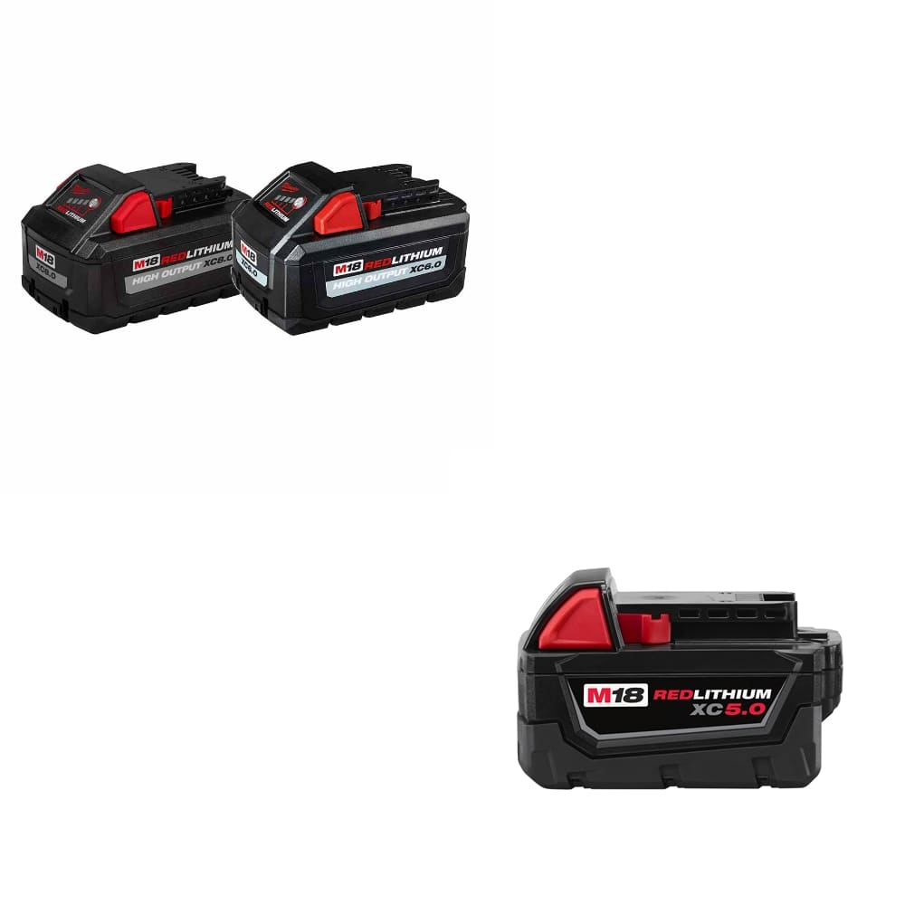 Milwaukee 48-11-1868 M18 18V Battery, 2-Pack W/ FREE 48-11-1850 M18 Battery Pack