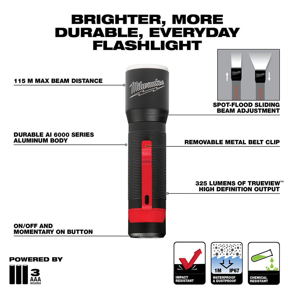 Milwaukee 2107S 325L Focusing Flashlight w/ Holster - 3