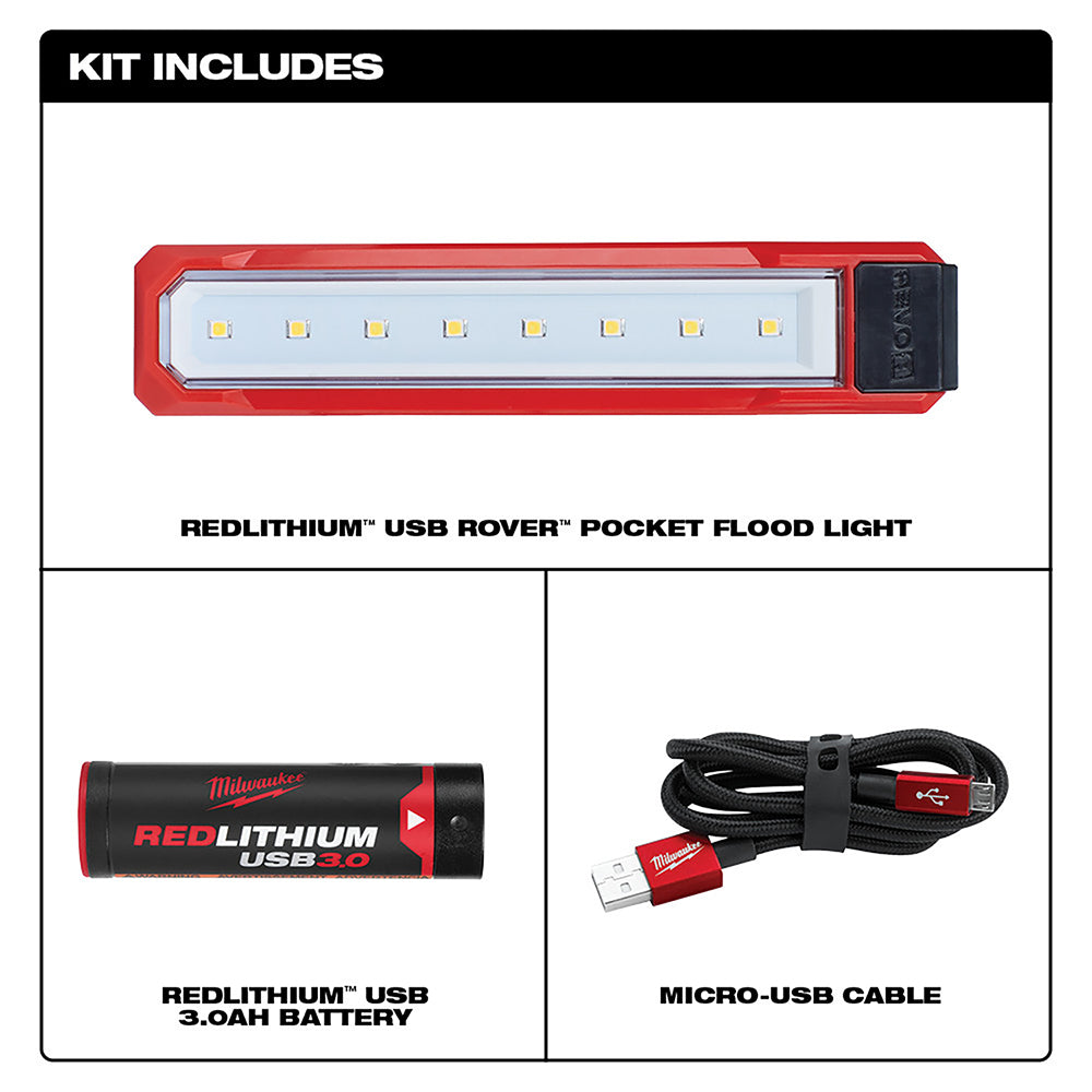 Milwaukee 2112-21 USB Rechargeable Rover Pocket Flood Light - 2