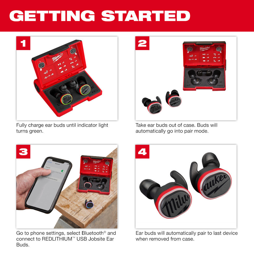 Milwaukee 2191-21 REDLITHIUM USB Bluetooth Jobsite Ear Buds - 7