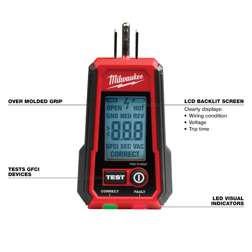 Milwaukee 2224-20 Digital GFCI Receptacle Tester - 3