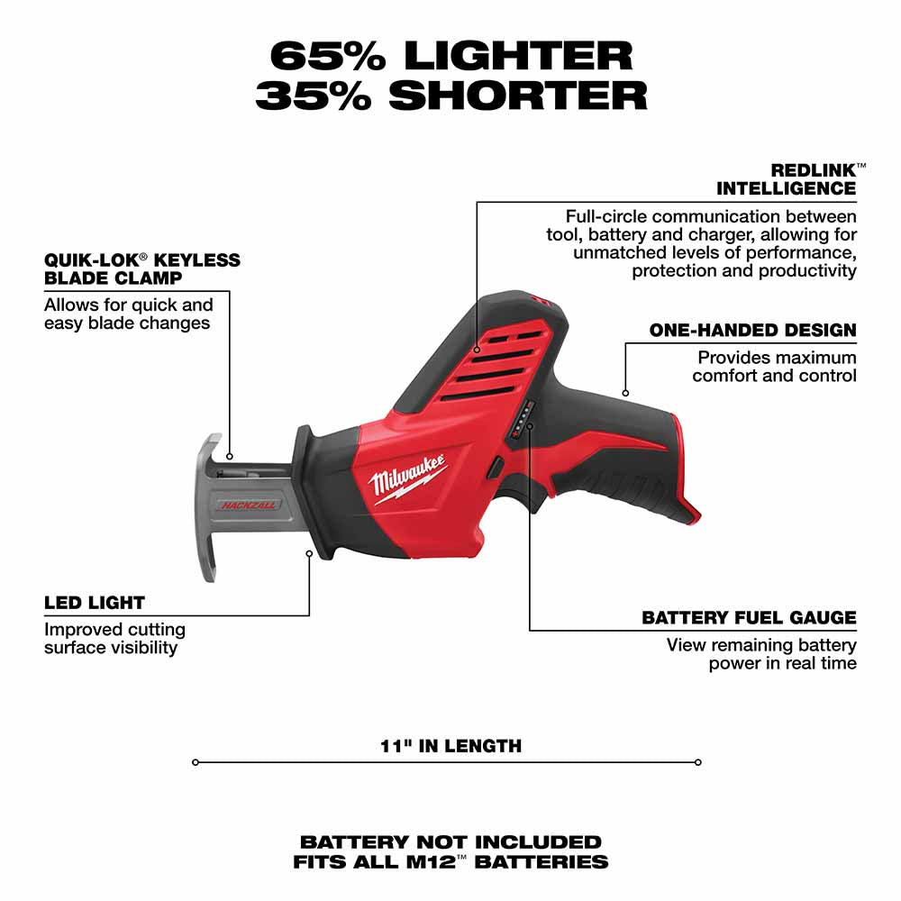 Milwaukee 2420-20 M12 12-Volt Hackzall Saw (Tool Only, No Battery) - 2