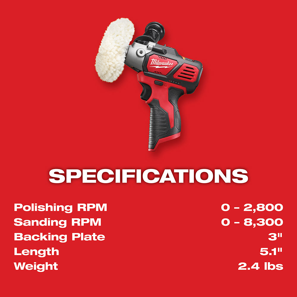 Milwaukee 2438-20 M12 Variable Speed Polisher/Sander (Tool Only) - 3