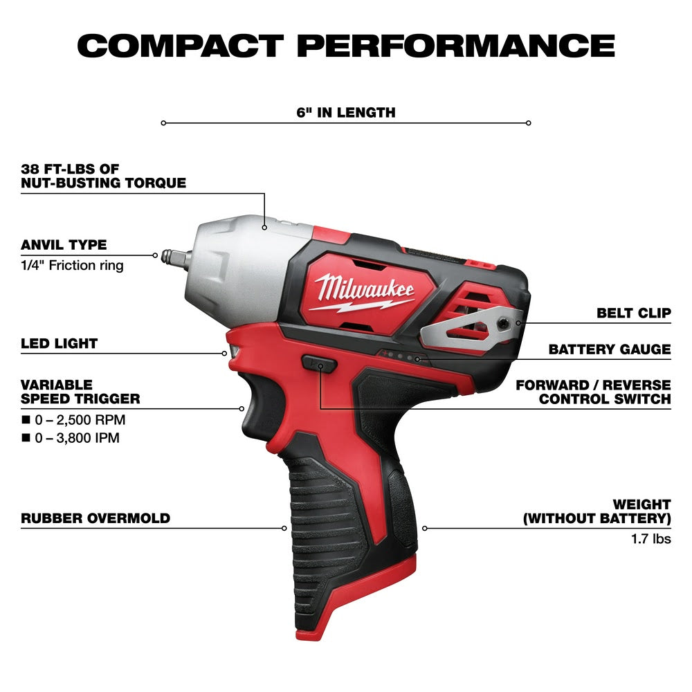 Milwaukee 2461-20 M12 1/4" Impact Wrench Bare - 3