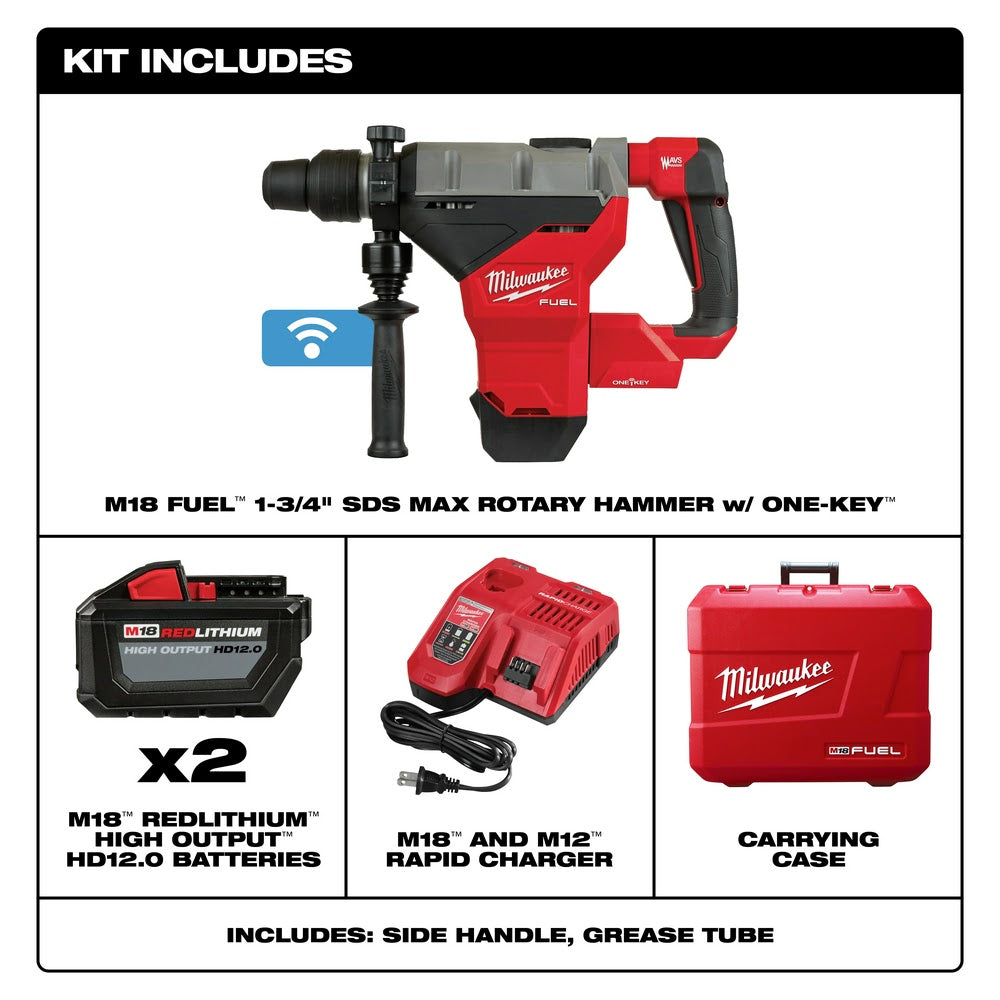 Milwaukee 2718-22HD M18 FUEL 1-3/4" SDS MAX Rotary Hammer ONE KEY Kit 2-Battery - 2