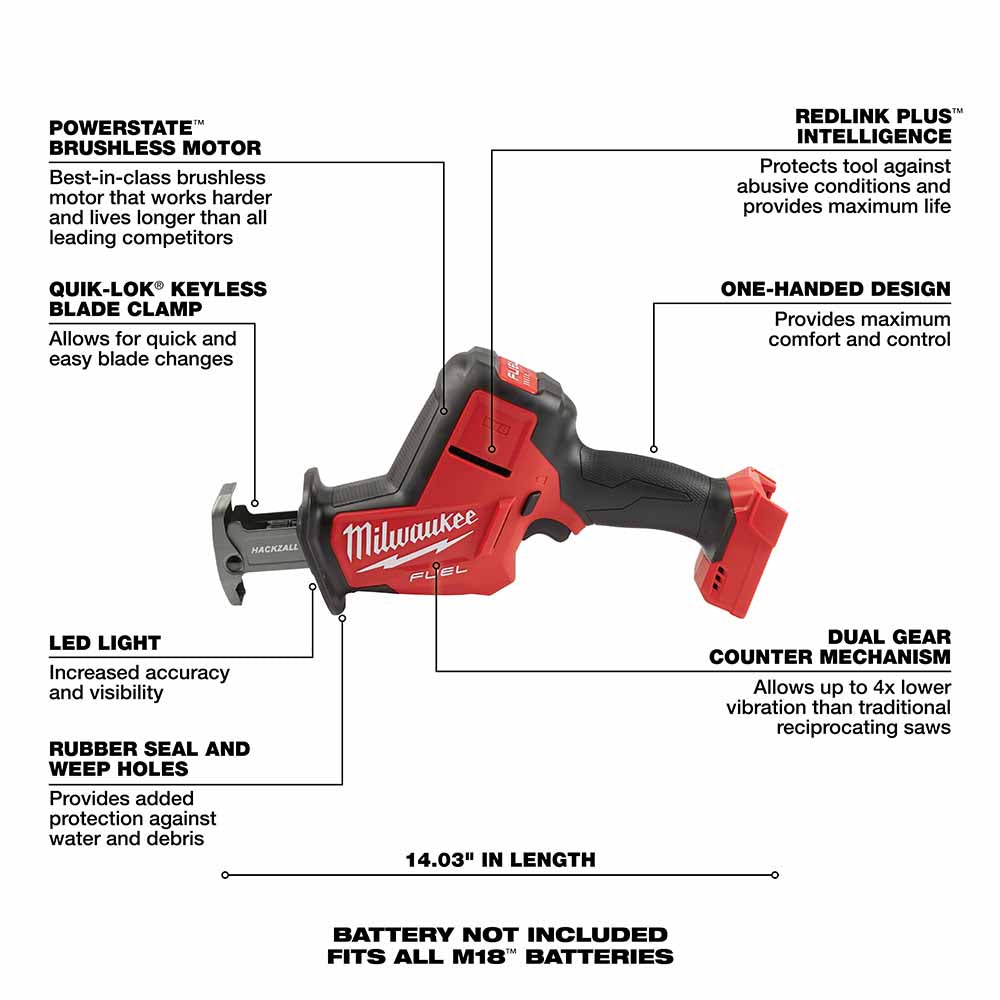 Milwaukee 2719-20 M18 FUEL Hackzall, Bare Tool