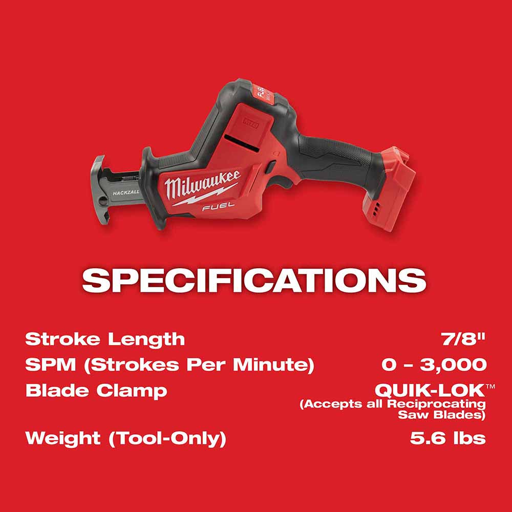 Milwaukee 2719-20 M18 FUEL Hackzall, Bare Tool