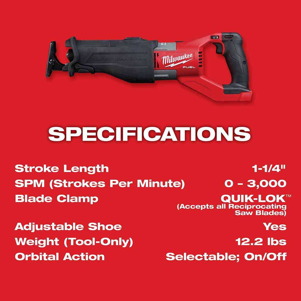 Milwaukee 2722-20 M18 FUEL SUPER SAWZALL - 7