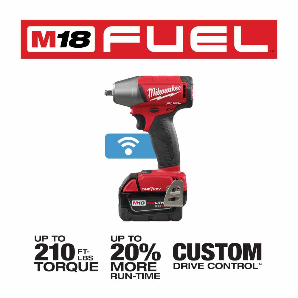 Milwaukee 2758-22 M18 FUEL 3/8" Compact Impact Wrench with Friction Ring with ONE-KEY Kit - 3