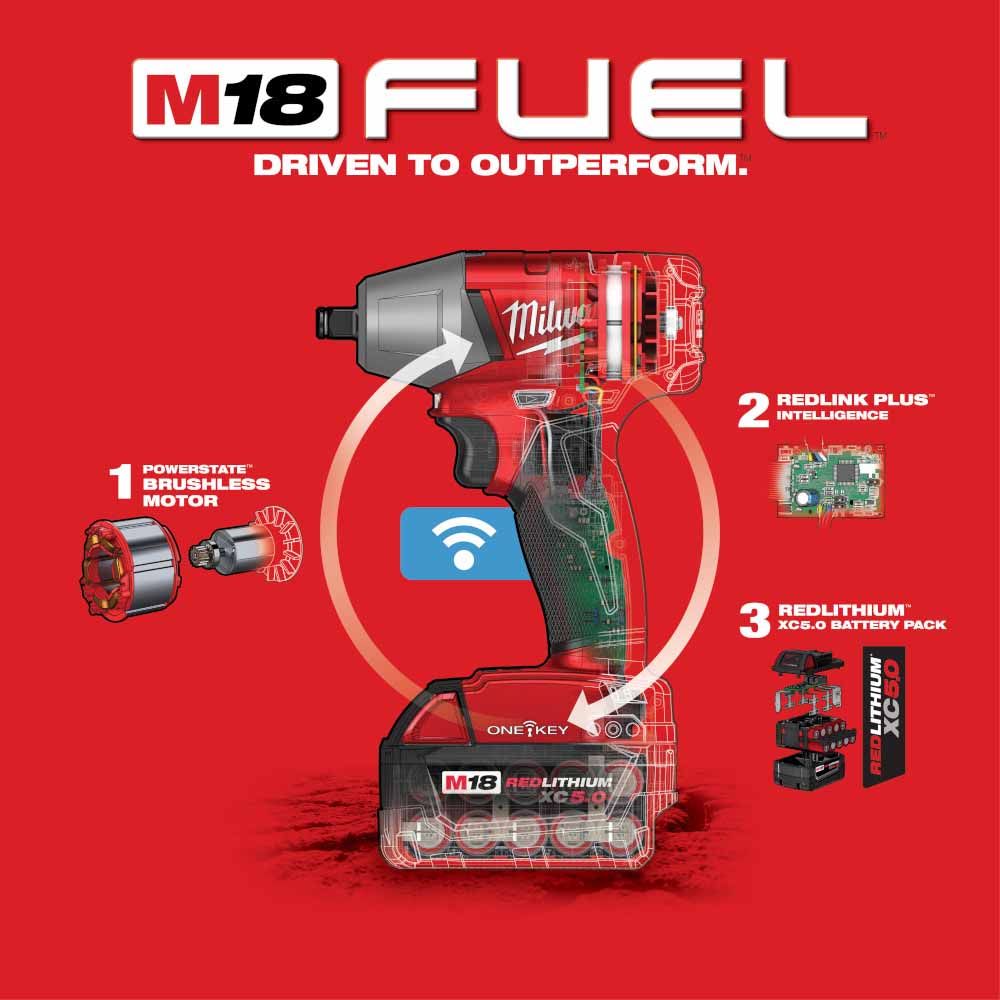 Milwaukee 2758-22 M18 FUEL 3/8" Compact Impact Wrench with Friction Ring with ONE-KEY Kit - 9