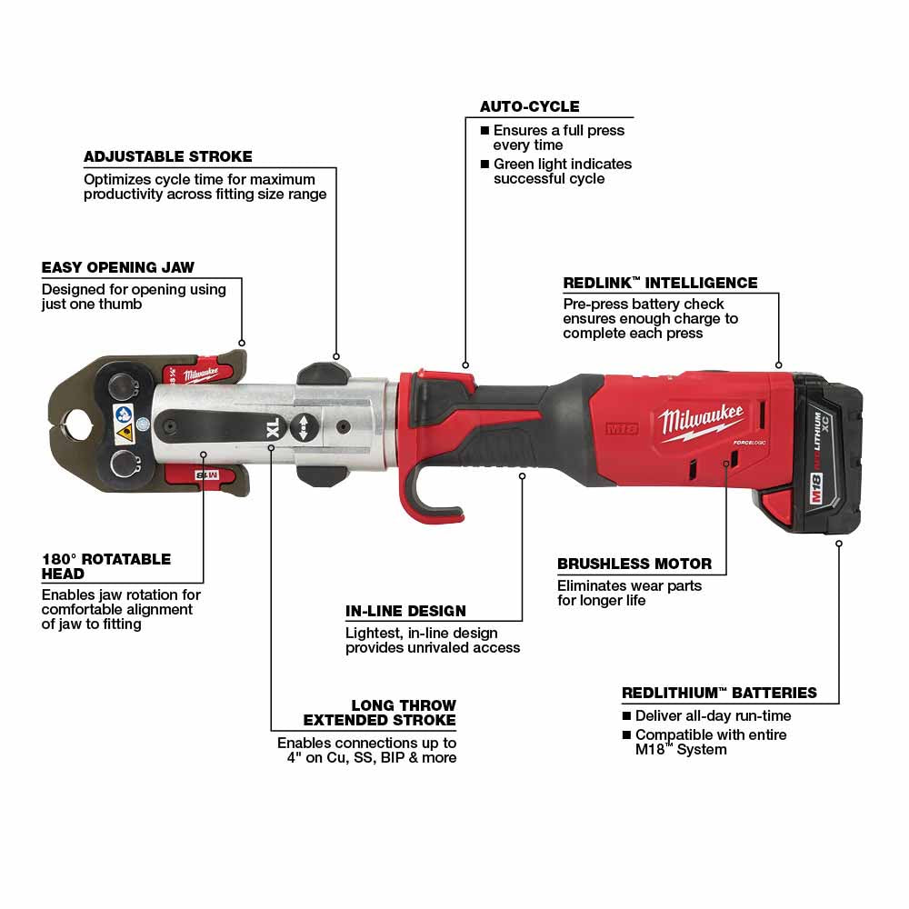 Milwaukee 2773-20L M18 FORCE LOGIC Long Throw Press Tool Kit - 4