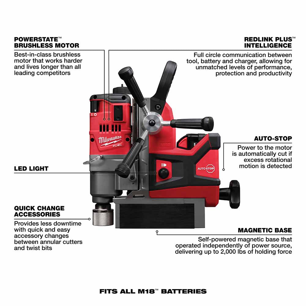 Milwaukee 2787-22HD M18 FUEL™ 1-1/2" Magnetic Drill Kit - 7