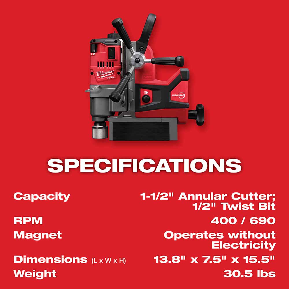 Milwaukee 2787-22HD M18 FUEL™ 1-1/2" Magnetic Drill Kit - 8