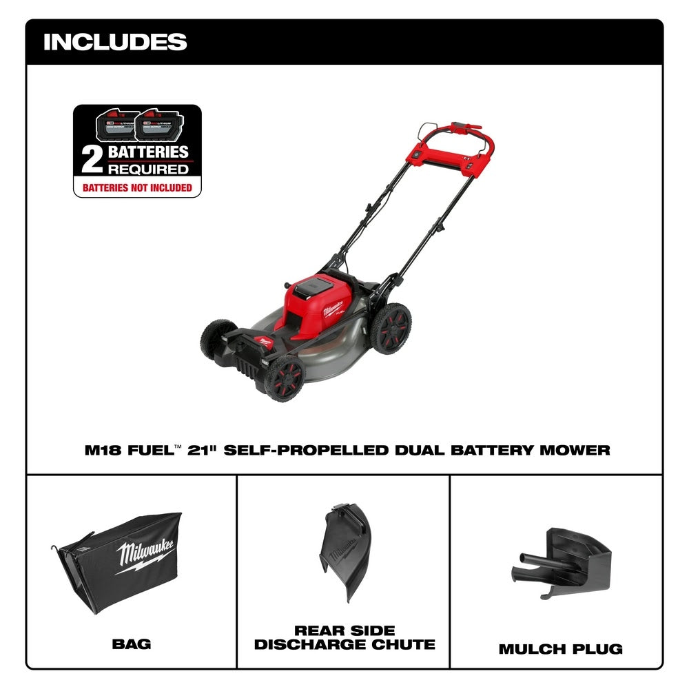 Milwaukee 2823-20 M18 FUEL 21" Self-Propelled Dual Battery Mower - 6