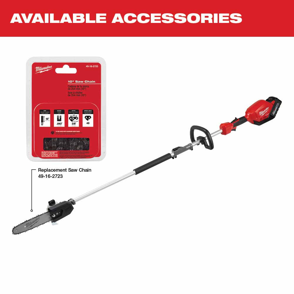 Milwaukee 2825-21PS M18 FUEL 10" Pole Saw Kit w/ QUIK-LOK - 4