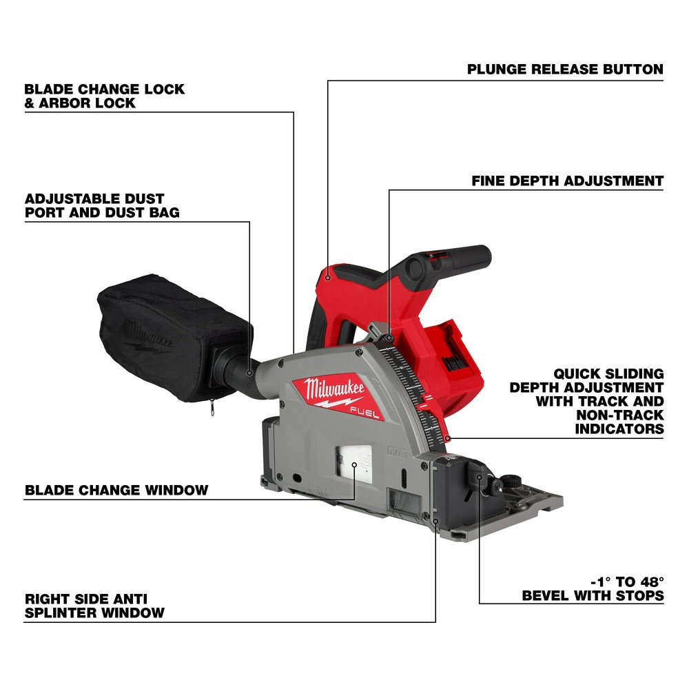 Milwaukee 2831-20 M18 FUEL 6-1/2" Plunge Track Saw - 7