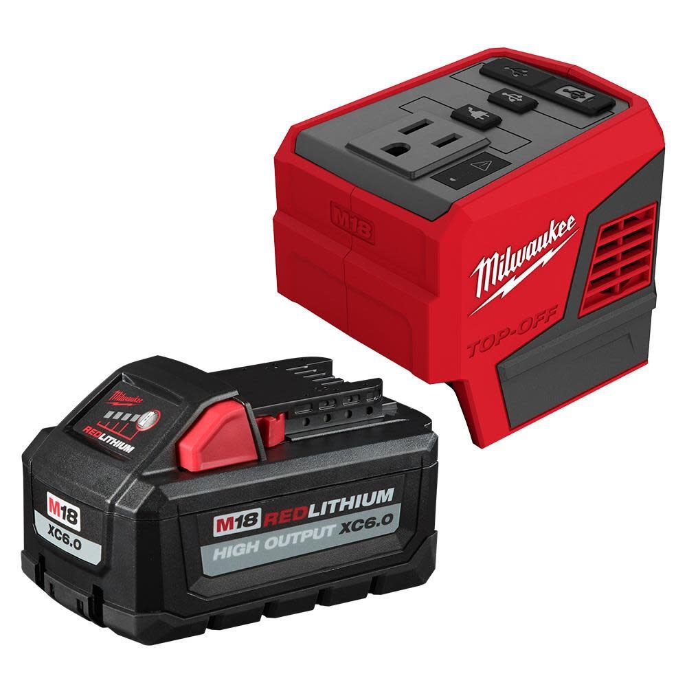 Milwaukee 2846-21HO M18 18-Volt 175-Watt Lithium-Ion Powered Compact Inverter with 6.0 Ah Battery