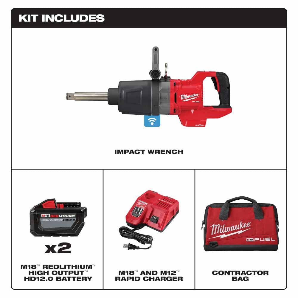 Milwaukee  2869-22HD M18 FUEL™ 1" D-Handle Ext. Anvil High Torque Impact Wrench w/ ONE-KEY™ - 2