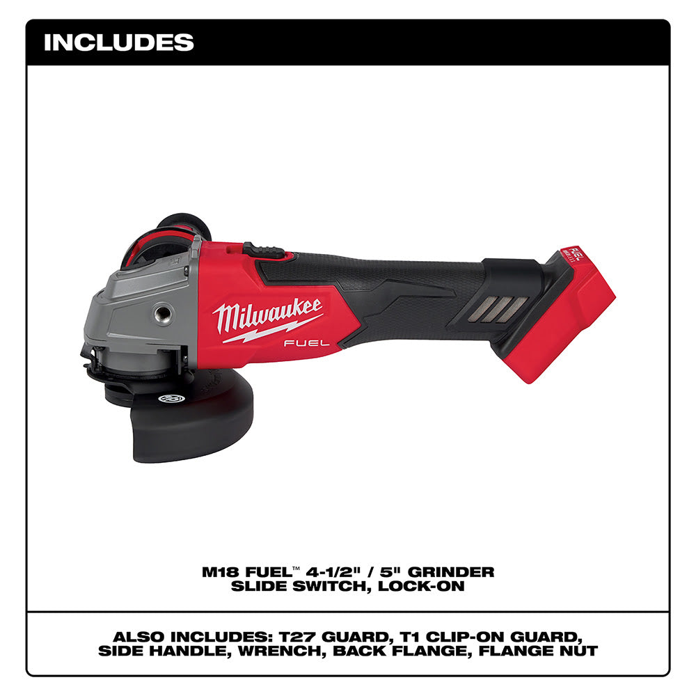 Milwaukee 2881-20 M18 FUEL™ 4-1/2" / 5" Grinder Slide Switch, Lock-On - 4