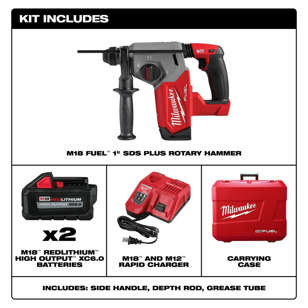 Milwaukee 2912-22 M18 FUEL™ 1" SDS Plus Rotary Hammer Kit - 2