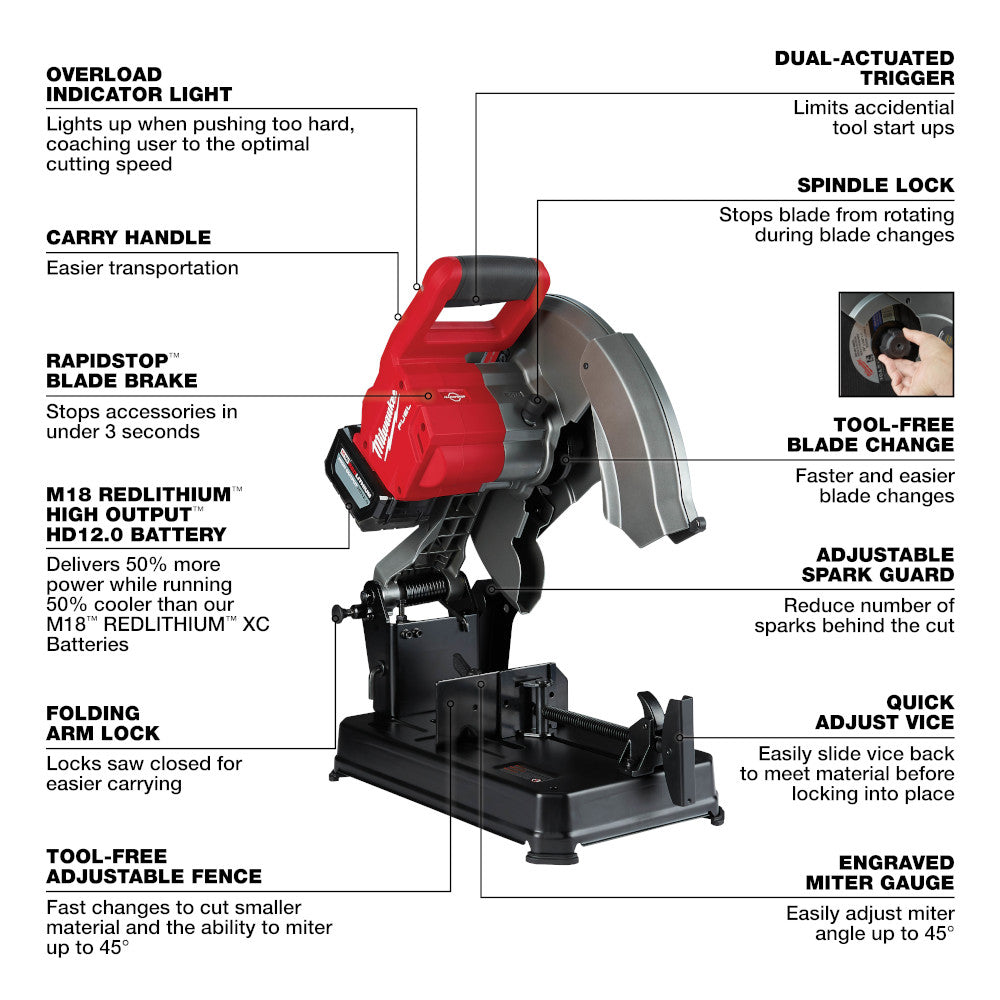 Milwaukee 2990-21HD M18 FUEL™ 14" Abrasive Chop Saw - 15