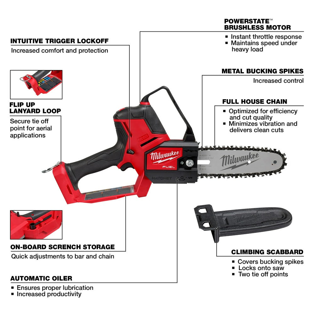 Milwaukee 3004-20 M18 Fuel Hatchet 8" Pruning Saw - 7