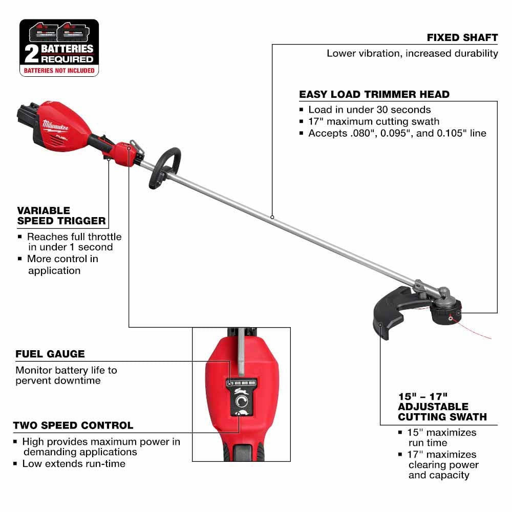 Milwaukee 3006-20 M18 FUEL 17” Dual Battery String Trimmer - 5