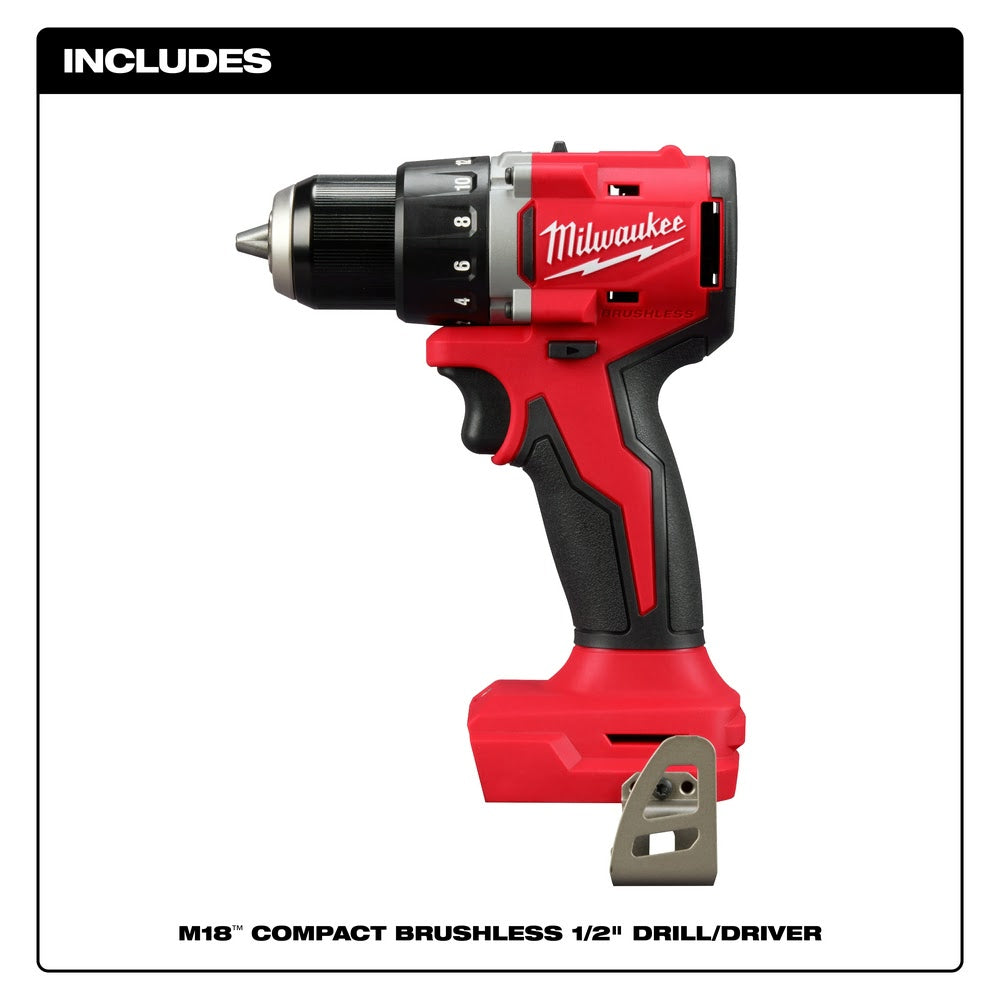 Milwaukee 3601-20 M18 Compact Brushless 1/2" Drill/Driver - 3